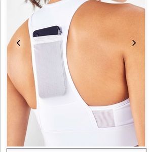 White sports bra with phone pocket Fabletics